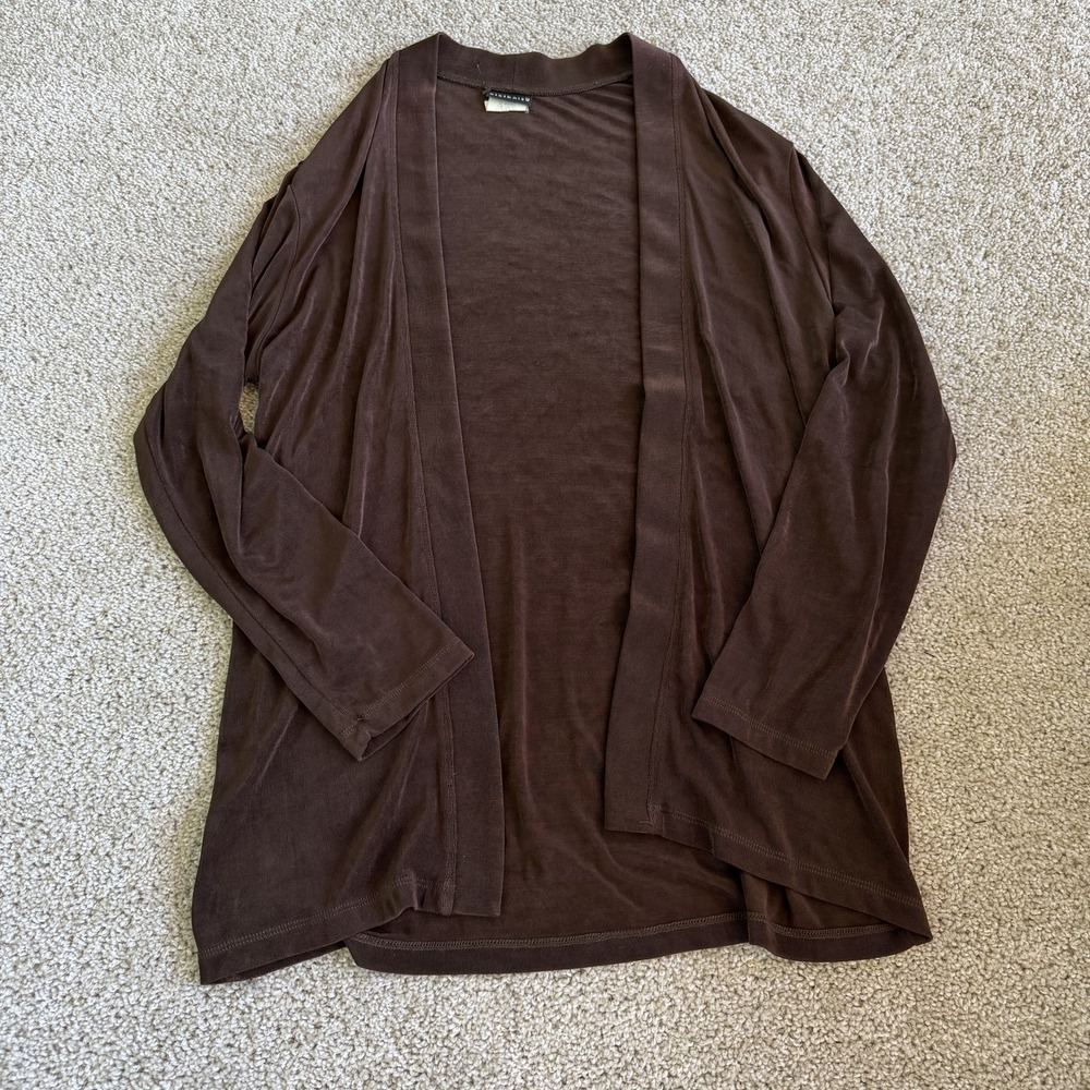 Y2K Citiknits Cardigan Sweater Womens S Brown Open Front Long Sleeve Layering